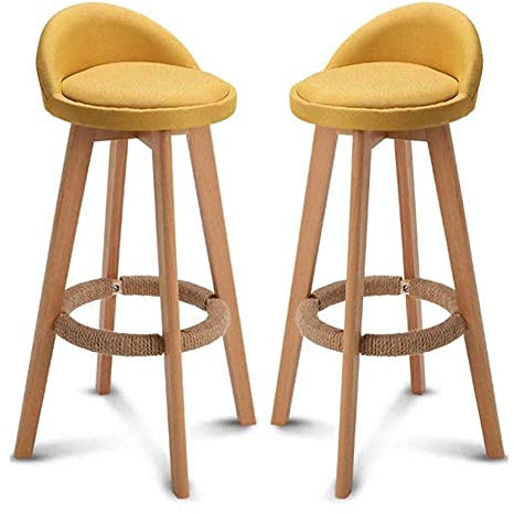 Möbel-Schreibtischstuhl, 2er-Set, Holz-Barhocker, Essecke und runde Sitze, Küche, Frühstückstheke, Gewächshaus, Café, Bar/Gelb Star of Light