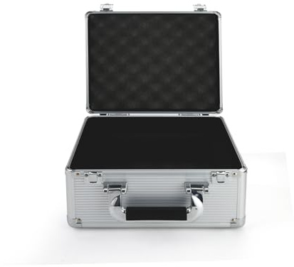 Kvynzz Aufbewahrungsbox aus Aluminiumlegierung mit DIY-Schwämmen, Hartschalen-Reiseetui für Retro-Audio-Gästebuch, Telefon, Hochzeit, Party (Silber)