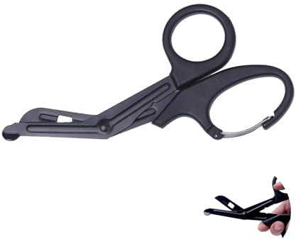 Biglumin Forbici Mediche, Cesoie EMT e Traumi da Acciaio Inossidabile Placcato Titanio Opaco, Forbici per Bendaggi per Fasciatura Garza Bende, per Infermieri, Pronto Soccorso o Campo All'Aperto (Nero)