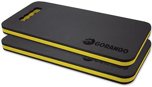 GORANDO® Premium Kniekissen 2er Set |gelb| Kniebrett | Knieunterlage - Ideal für die Arbeit in Werkstatt, Haus, Garten | Knieschoner, Knie-Matte, Sitz-Unterlage