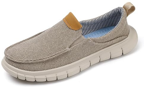 Axcone Hombres Zapatos Casuales Mocasines Barco Mocasines Negocios Piso Conducir Bajo Casual Zapatillas（2802-Beige41）