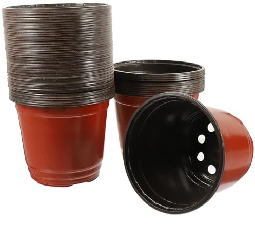 CIMAXIC Lot de 50 Pots De Fleurs en Plastique pour Plantes Diamètre 120 Mm Style à Trous pour Intérieur Et Extérieur Durabilité Et Jardinage