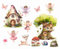Wandtattoo Wandsticker Blume Fee Feen Blumen Schmetterling Elfen Rosa Wandtattoo Buntes Pflanze Selbstklebend Wandaufkleber Abnehmbar Wandkunst Aufkleber für Mädchen Kinder Kinderzimmer Schlafzimmer
