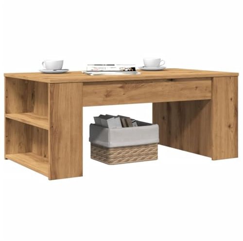 vidaXL Table Basse chêne Artisanal 102x55x42 cm Bois d'ingénierie, Table d'appoint, Table de Salon, Table latérale, Bout de canapé, Table Centrale