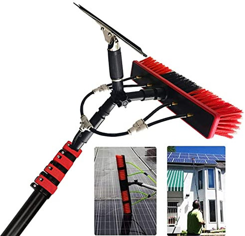 XZHWSZD Kit de Nettoyage de vitres 4M-12M,kit de Perche de Nettoyage de vitres alimentée en Eau,Brosse télescopique,fenêtre Extensible avec raclette,Lave-toiture,Panneau Solaire extérieur en Verre