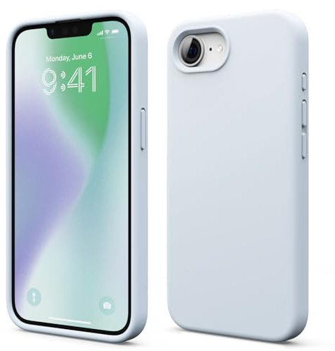 elago Silikon Hülle für iPhone 17e/16e | Premium-Silikon, kratzfest, stoßfest, Rundumschutz, weiches Mikrofaserfutter (Hellblau)