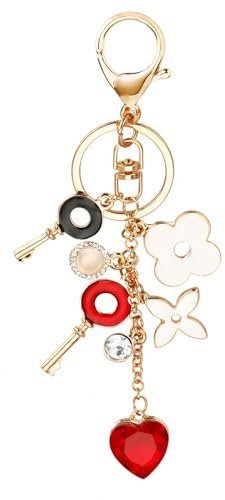 Benust Schlüsselanhänger Damen Rot Herz Geschenke für Frauen Teenager Mädchen - Glitzer Taschen Anhänger Schlüsselanhänger Glücksbringer Frau Bag Charms (Herz)