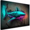 Feeby Leinwand Bilder - Tiere Hai Neon - Vlies 30x20 cm - Deko Wohnzimmer - Wandbilder Schlafzimmer - Deko Aesthetic - Wand Deko - Leinwand Groß - Deko Zimmer - Leinwandbilder XXL
