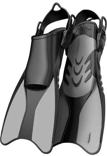 Snorkel Fins, Adjustable Swimming Fins for Adults Men Training Fins for Snorkelling and Swimming Diving Fins Grey,size L/XL