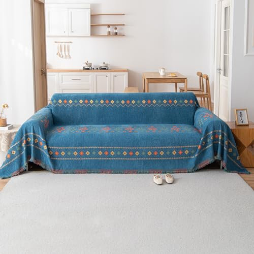 Sofabezug Große Wende Multifunktions Tagesdecke Vielseitig Sofaschoner 180x400cm Blau Ideal für Heimdekoration und Möbelschutz