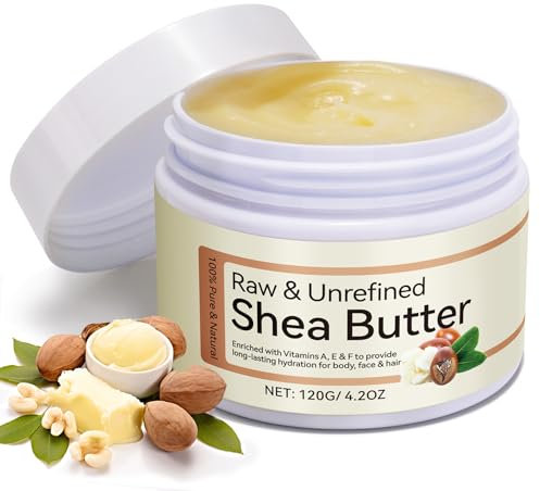 Sheabutter Unraffiniert & Roh 120g - 100% Reine Sheabutter Bio für Kosmetik, Körper & Haare, Natürliche Feuchtigkeitspflege, Vegan für alle Hauttypen