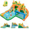 GOPLUS 9 en 1 Chateau Gonflable Enfant Exterieur avec 2 Toboggans, Piscine, Panier de Basket, Jeu de Crochets, Zone de Rebond, Canon à Eau, Mur d'escalade,Charge 90KG (Orange+Souffleur 680W)