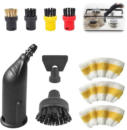 10 Stück Dampfreiniger SC1 SC2 SC3 SC4 SC5 CTK10 CTK20 Zubehör für Kärcher,3 Mikrofaser Tuch,Rundbürstenset Schaberdüse Dampfreiniger Ersatzteile