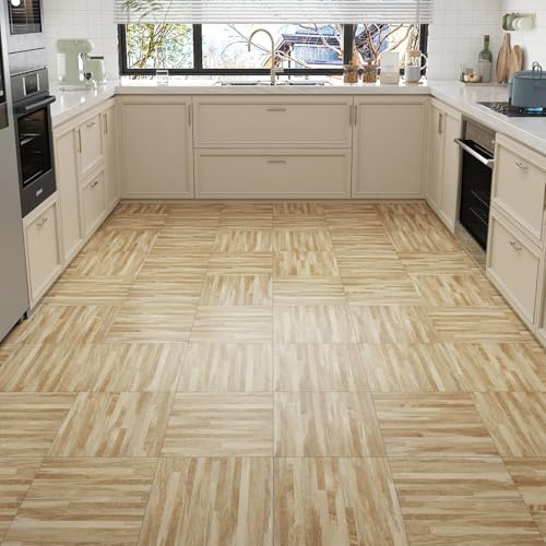 Decotalk Klebe Vinylboden Selbstklebend Holzoptik Küche 30X30cm 30Stück 2.7m² PVC Bodenbelag Selbstklebend Badezimmer Rutschfeste Klebefliesen Bodenfliesen Vinyl Holzoptik Bodenaufkleber Wasserdicht
