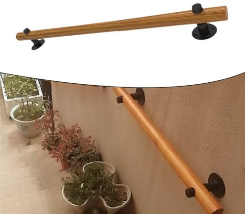 CashMuch Corrimano in legno di pino per scale, ringhiera da parete con Bket, lunghezza 50 cm, per supporto di sicurezza su scale, corridoi per anziani, bambini e ausili per la mobilità