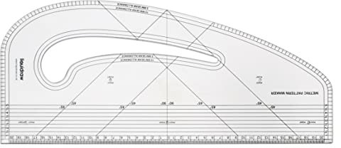 Liquidraw Pattern Maker Perspex Pattern Marking Ruler - 43 x 19 cm | Multipurpose Bevelled Edge Metric Tool for Cutting | Contains All Grader Set Square Functions | Ideal for Sewing & Fashion Design