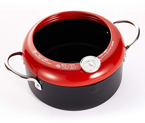 Tempura Fritteuse, antihaftbeschichtet, Bratentopf, Fritteuse, Soßenpfanne, Antihaft-Kochgeschirr, allgemeine Kochutensilien (rot, 20 cm)