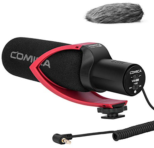 COMICA Microfono per videocamera CVM-V30 PRO Microfono video a condensatore direzionale super-cardioide per Canon Nikon Sony Fotocamera DSLR Panasonic con jack da 3,5 mm (nero)