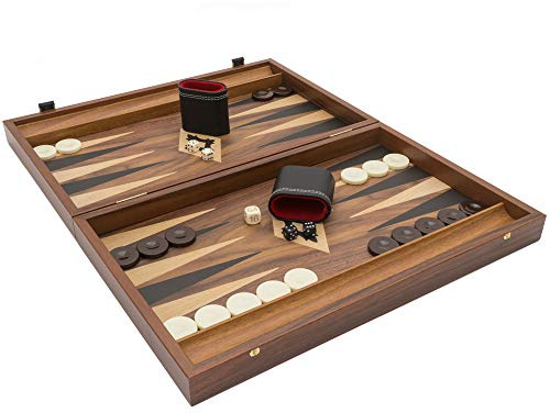 Manopoulos Backgammon-Set, Walnuss und Eiche, für 2 Spieler ab 8 Jahren