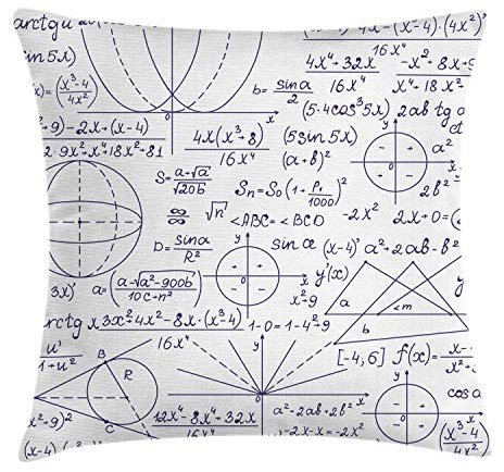 ABAKUHAUS Wissenschaft Kissenbezug, Student Geometrie, Beidseitiges Digitaldruck mit Reißverschluß Farbfest Pflegeleicht und Waschbar, 40 x 40 cm, Weiß