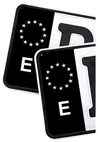 Finest Folia 2 x Kennzeichen Sticker passgenau für EU Feld 11x5cm Design Aufkleber für Nummernschild Folie KFZ Schwarz oder mit Fahne waschstraßenfest R059 (24 Spanien, Classic)