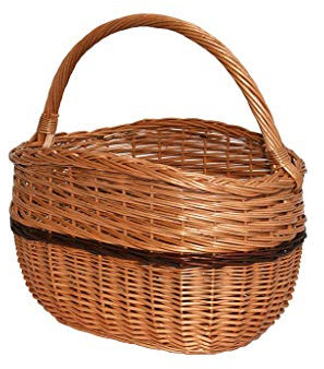 Damian-Wiklina - Cestino in vimini per la spesa, per frutta o verdura, per funghi, picnic, 41 x 27 x 25/40 cm (altezza)