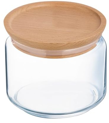 Arc 806458 Vorratsdose aus Glas, Purebox, Holzdeckel, 0,5 l