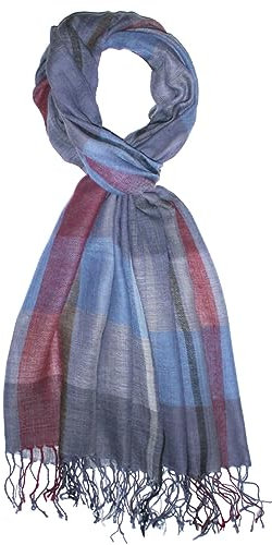 Lorenzo Cana Herren Schal Schaltuch 50% Kaschmir 50% Wolle Tuch Herrenschal Herrentuch Blau Weiss Rot 7863311