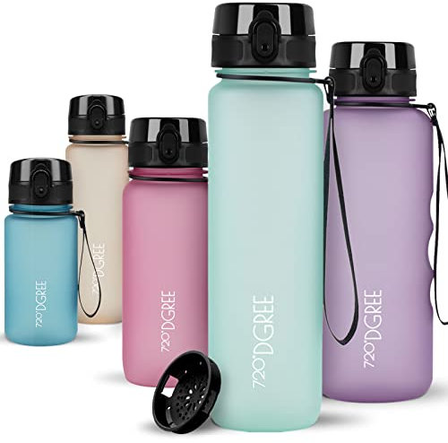 720°DGREE Trinkflasche 650ml “uberBottle“ softTouch +Sieb - BPA-Frei - Wasserflasche auslaufsicher für Kinder, Schule, Sport, Uni, Outdoor, Unterwegs - Tritan Sportflasche - Leicht, Stoßfest