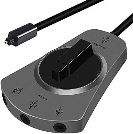 EMK Optisches Kabel Splitter 1in zu 3out Optisches Audiokabel Splitter 3 Ports Digitales Toslink Kabel spleißgerät Manueller Konverter TV, DVD, Lautsprecher, Soundbar (1 Meter)