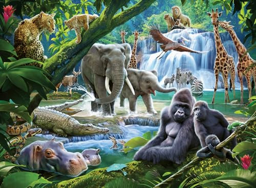 Ravensburger 12970 Tiere Jungle Families Puzzle mit extra großen, 100 Teile, für Kinder ab 6 Jahren, Mehrfarbig, 49 x 36 x 0,2 cm