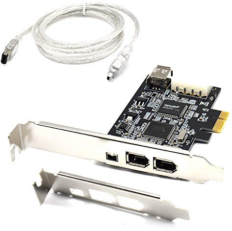 Padarsey Carte PCIe Firewire pour Windows 10, contrôleur PCI Express IEEE 1394 4 ports (3 x 6 broches et 1 x 4 broches), adaptateur Firewire 800 1394a pour Windows 7/8/Mac OS avec support discret et