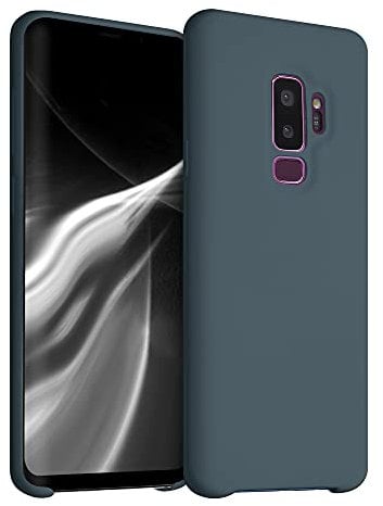 kwmobile Hülle kompatibel mit Samsung Galaxy S9 Plus Hülle - Silikon Handy Case - Handyhülle weiche Oberfläche - kabelloses Laden - Dunkler Schiefer
