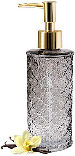 EMPO Retro Stil Glas Flüssigseifenspender mit ABS Kunststoff Pumpe, Lotionspender für Küche Bad (Grau)