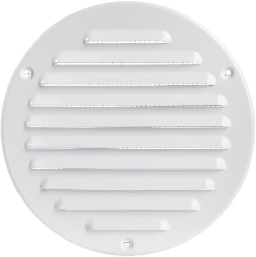 Vent Systems 125 mm / 4.92 Inch - White Metal Vent Cover - Round Soffit Air Vent Louver - Grille Cover - Built-in Insect Screen - HVAC Vents for Bathroom, Home Office, Kitchen