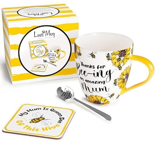 Love Mug®: A Heartfelt Gift for Your Mum, Perfect for Mother's Day. Featuring A Beautiful Mug with A Printed Message Inside, A Coaster and an Engraved Teaspoon. Award Winning UK Retailer