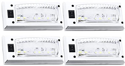 JUTTAUTO Auto Innen Beleuchtung LED, KFZ Innenraumbeleuchtung 12 LEDs 12V-24V Weiß Lampe mit EIN/AUS Schalter für T5 T4 Auto Wohnmobile LKW Van Universal Beleuchtung (4pcs)