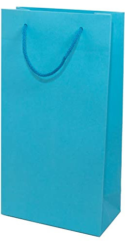 10 x PresentFill® Azur Blau Flaschentüten Flaschentasche Papiertragetasche Flaschenverpackung Geschenktasche für 2 Flaschen 100% Recycling Kraftpapier