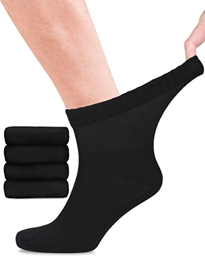 Fiera Besa Diabetikersocken für Herren mit Komfortbund ohne Gummibund, Knöchelhoch, Diabetiker Socken ohne Gummi & ohne Naht, Schwarz, 43-46