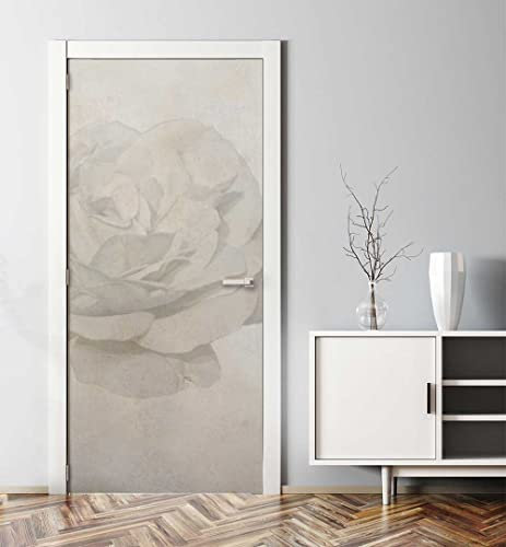 MyMaxxi - Tür bekleben mit Türtapete Türposter Türfolie Selbstklebend 90x200 Versteinerte Blume - Tür verschönern Türaufkleber Türklebefolie Zement Steinwand Marmor grau