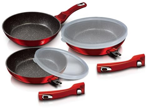 Berlinger Haus - BH/7053-5 PCS Frypan -Set mit abnehmbarem Griff, Ausgabe der Burgundy Metallic Line