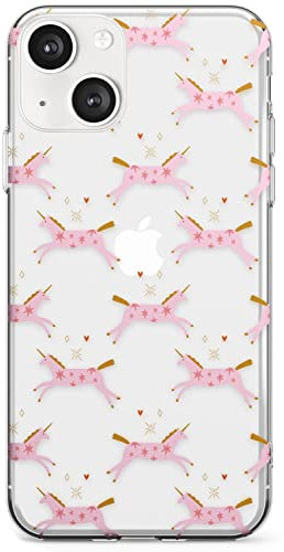 Blanc Space Pink Spotted Cats Slim Phone Case für iPhone 14 | Schutzhülle Dual Layer Bumper TPU Silikon Cover Muster gedruckt | Niedliches Kätzchen Herzen Muster klar