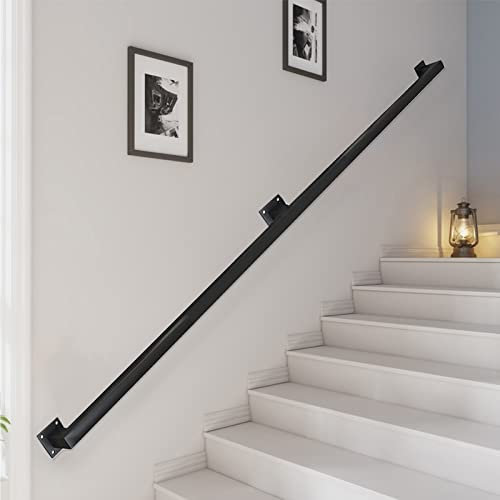 Moderner schwarzer Handlauf für Treppen – komplettes Set.30cm-600cm Treppengeländer, an der Wand montierter Haltegriff aus Metall, Schmiedeeisen, Sicherheitsstützstange (Size : 250cm)
