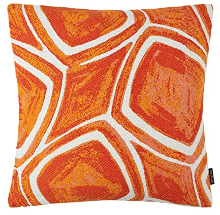 Proflax Kissenhülle Zamona, Jaquard mit goßen abgerundeten Quadraten, Größe 45 x45 cm (335 orange)