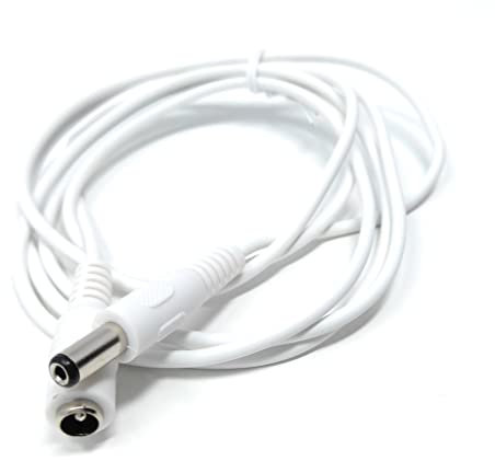 1.5m 5.5mm x 2.1mm DC Power Plug to Socket Male to Female CCTV LED Modem Router Music Instruments Extension Lead Cable 5ft White
