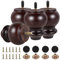 4Pcs Furniture Legs Gourd Shape Wood Furniture Feet 10cm Retro Sofa Legs with Pre-Drilled 5/16 Inch Bolt & Mounting Plate & Screws for Table Cabinet Cupboard Couch Ottoman Chair(Brown)