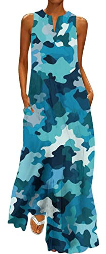 Xmiral Vestito Fucsia Vestito da Sera con Paillettes Gonna Jeans Donna Lunga Abiti da Sera (L,5-Cielo Blu)