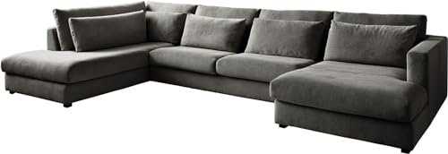 DELIFE Wohnlandschaft Isla Chenille Anthrazit 430x225 cm Ottomane Links