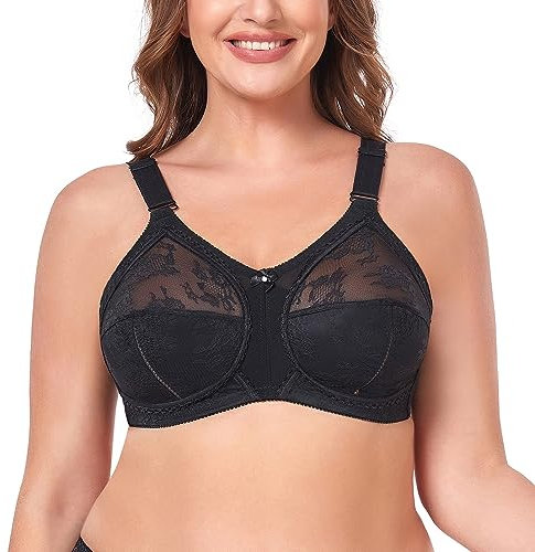Ayigedu Women's Full Coverage Wirefree Plus Size Support Minimizer Bra Non Padded Everyday Bra 38-F Black