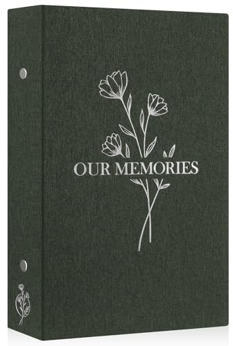 Lanpn Fotoalbum inbundet i linne, 6 x 4, fotoalbum med 300 ”slip in”-fickor, fodral med texten ”Our Memories”, album som rymmer landskapsbilder, endast bilder som mäter 10 x 15 cm (grön)